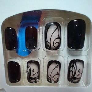 Black and clear press on nails set